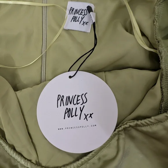 NWT Princess Polly Mayla Corset Mini Dress Green Off Shoulder Long Sleeve Size 6 - Picture 5 of 7